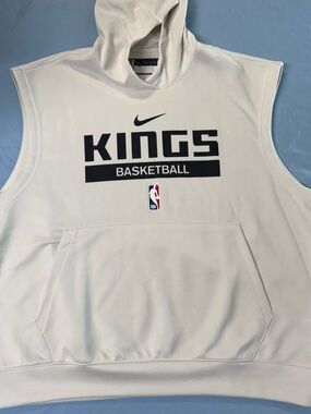 NBA Kings Basketball White Sleeveless Hooded Pullover